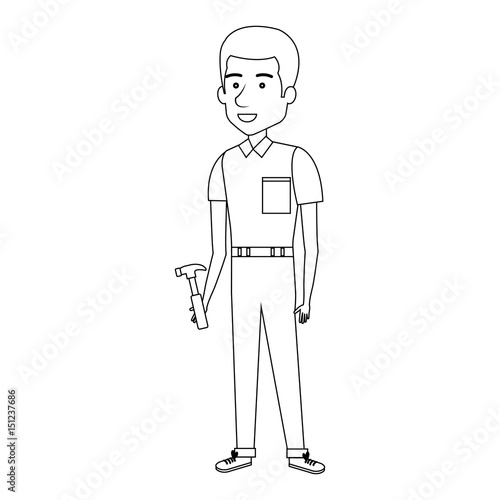 construction workman avatar character vector illustration design