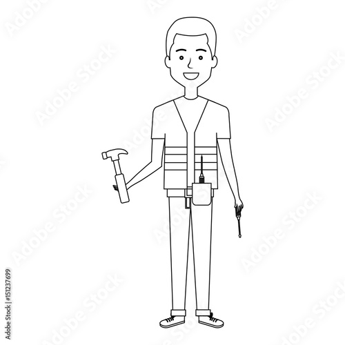 construction workman avatar character vector illustration design