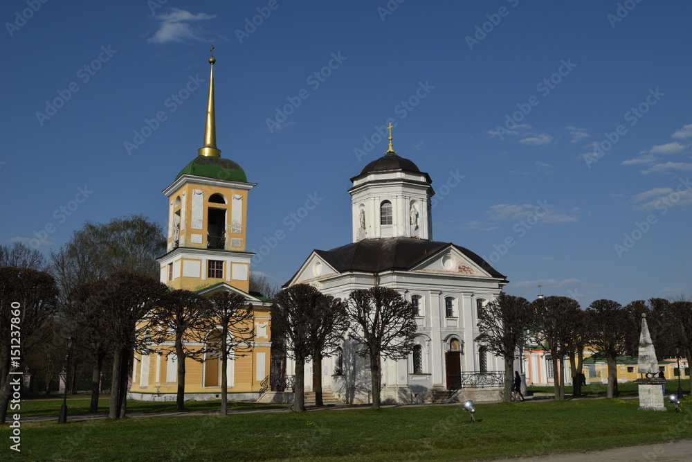 Church in the estate of Count Sheremetev Kuskovo, Moscow: 30 of April 2017 Church in the estate of Count Sheremetev Kuskovo, Moscow: 30 of April 2017