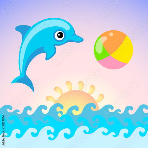 Water World. Dolphin and ball.