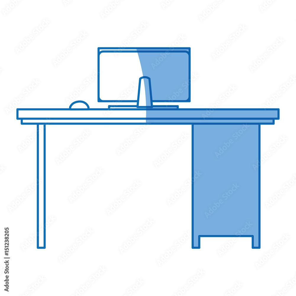 desk computer office workspace design vector illustration