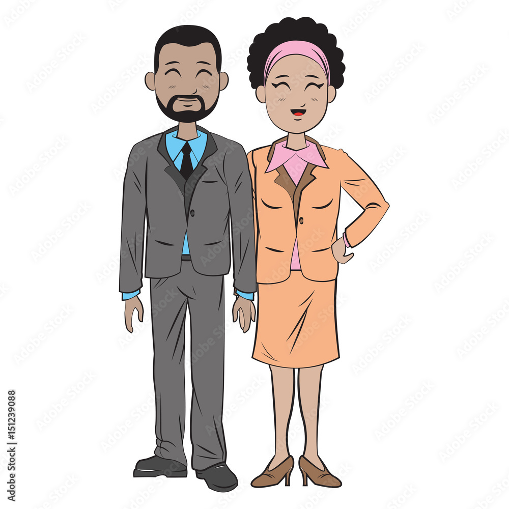 business people team standing, businessman and businesswoman wear suit vector illustration