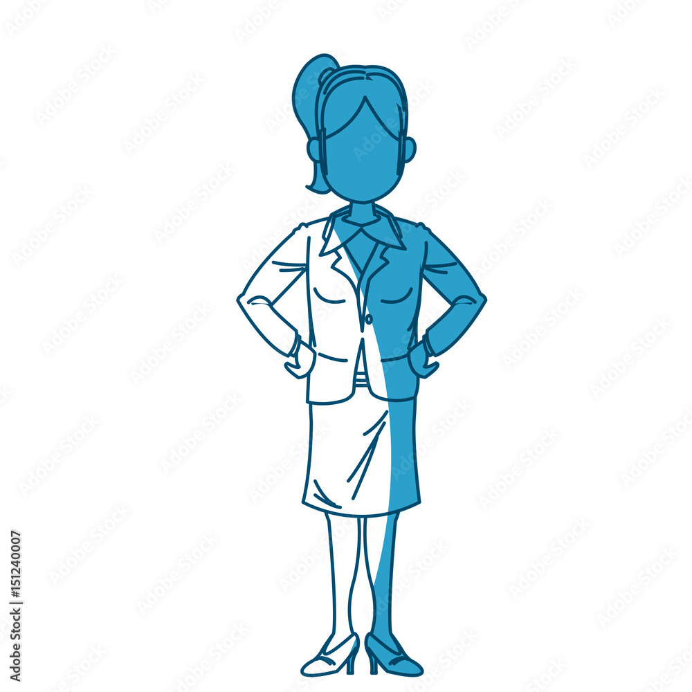 young business woman, isolated on white vector illustration