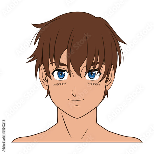 young guy. anime boy character japanese vector illustration