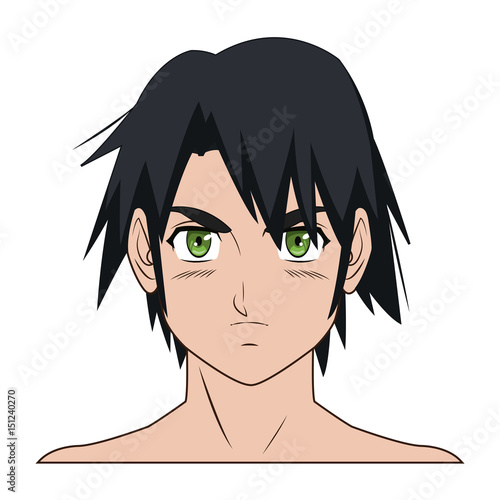 young guy. anime boy character japanese vector illustration