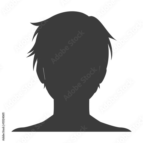 silhouette head boy anime avatar image vector illustration