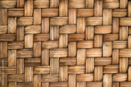 Fototapeta Closed up of brown color wooden weave texture background