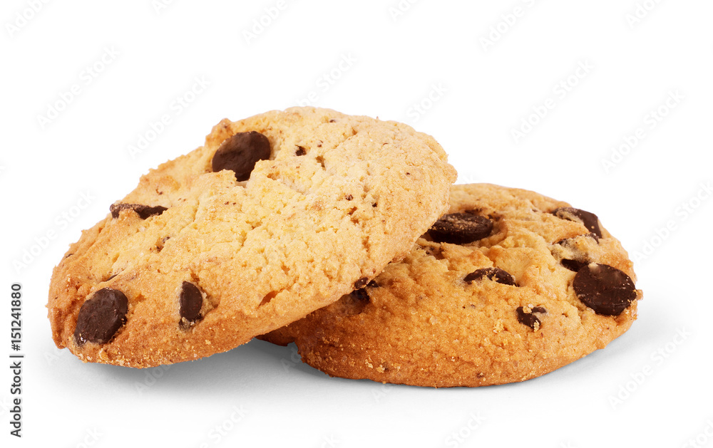 Oatmeal cookies with Chocolate on white background Oatmeal cookies with Chocolate on white background