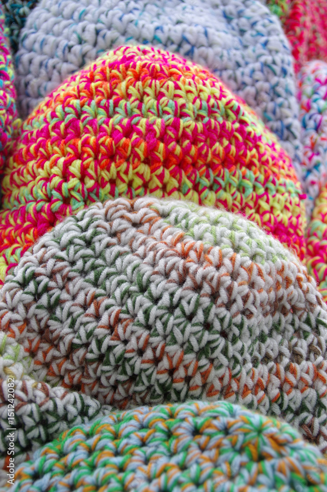 The colored wool caps