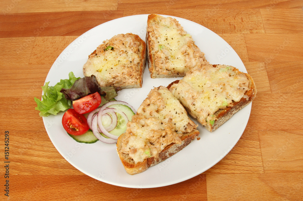 Tuna melts on a table