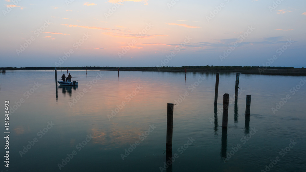 laguna di Bibione al tramonto