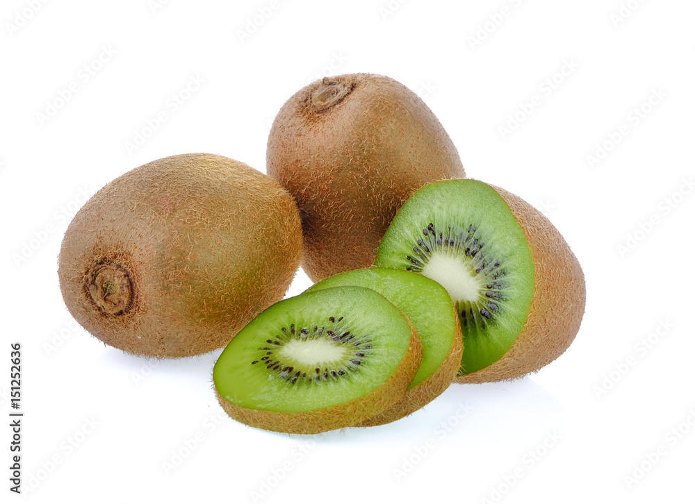 Obraz premium kiwi fruit slice on white background