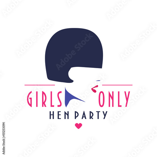 Vector illustration: girls only minimalist poster. Great as flyer, invitation or any other template for hen party, ladies night, bachelorette party or girls night out activities.