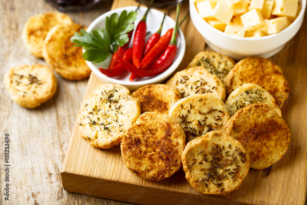 Cheese cookies with chili, herbs and cumin Cheese cookies with chili, herbs and cumin