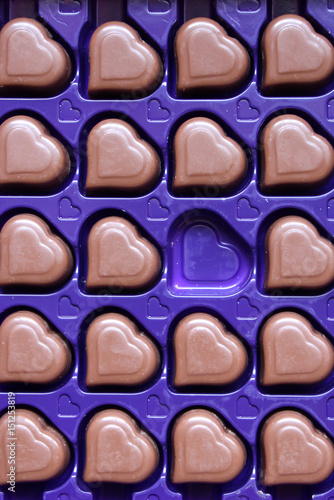 Chocolate hearts , close up