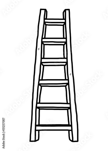 long ladder / cartoon vector and illustration, black and white, hand drawn, sketch style, isolated on white background.