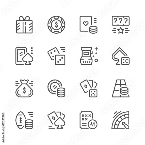 Set line icons of gambling