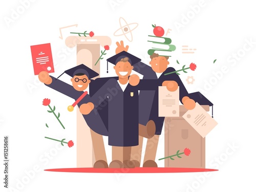 Students happy at graduation ceremony