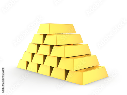 3d rendering of gold bullion stacked in pyramid formation