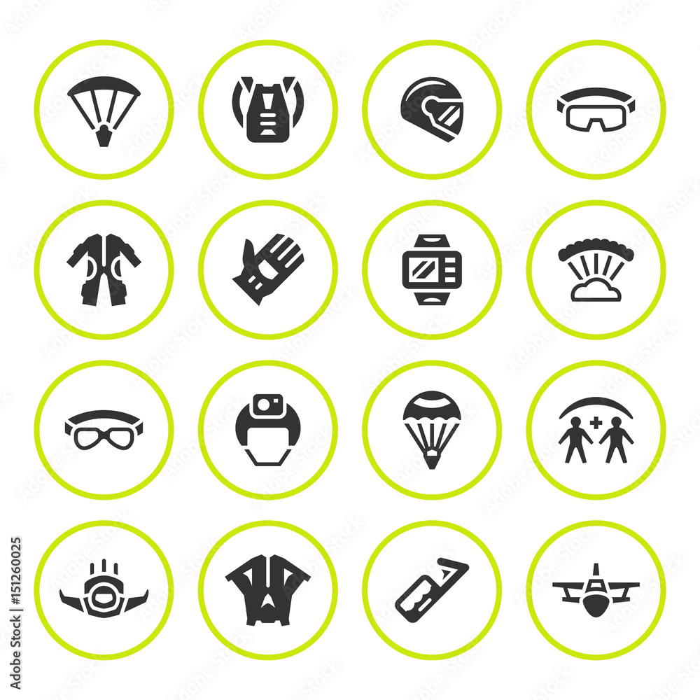 Set round icons of parachute Set round icons of parachute