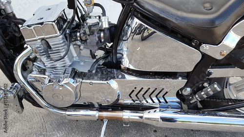 chrome engine of a motorcycle