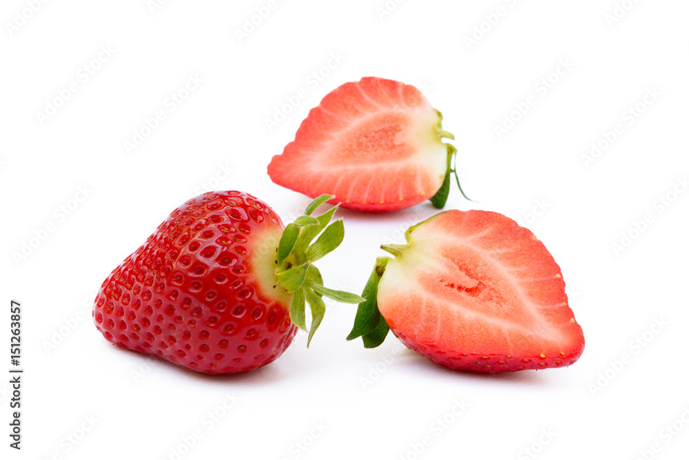 Fresh red strawberries isolated on a white background Fresh red strawberries isolated on a white background