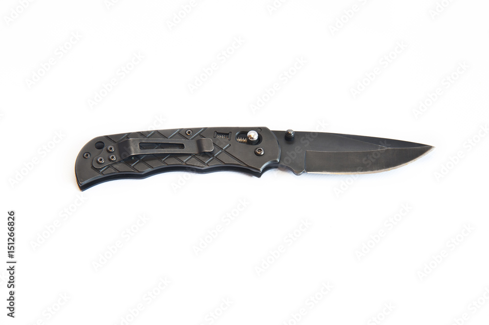 Pocket knife for hunting isolated on white Pocket knife for hunting isolated on white