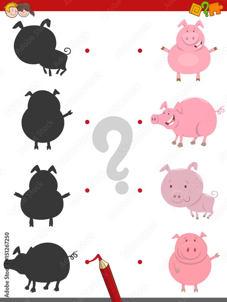 Fototapeta premium shadow activity with pig animals