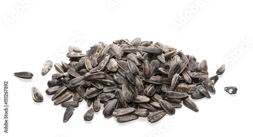 pile of sunflower with salt seeds isolated on white background