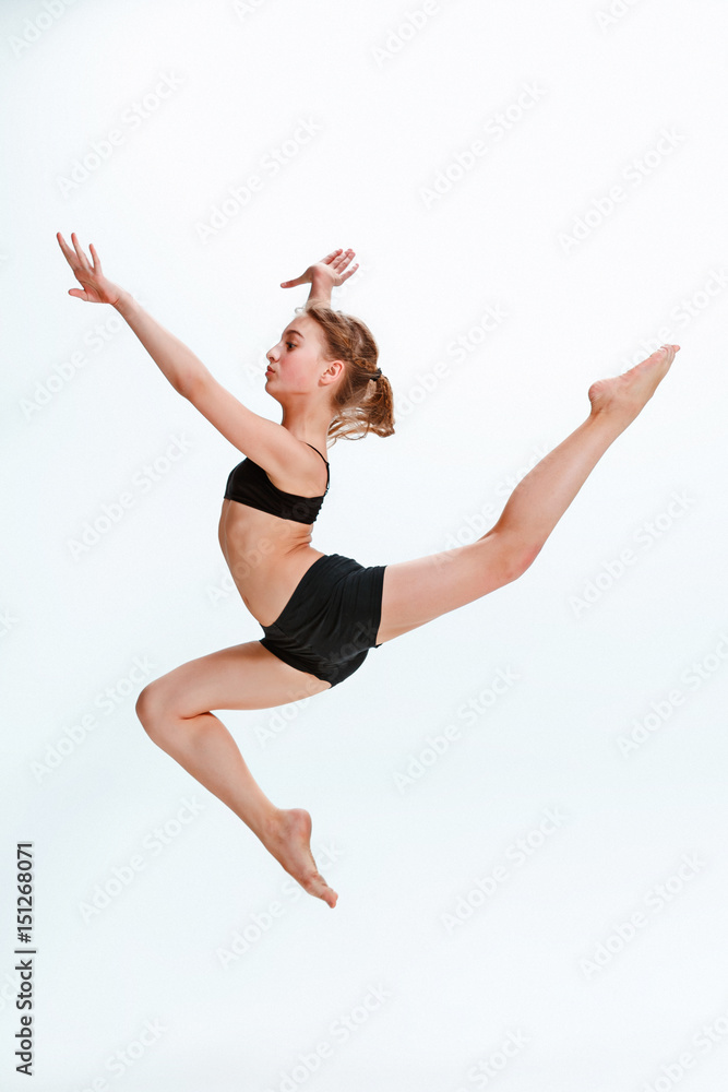 Fototapeta premium The girl jumping as modern ballet dancer