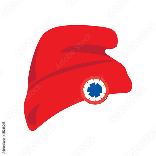 Phrygian cap also known as red liberty hat with red white and blue cockade.