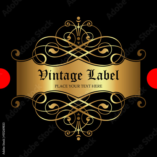 Luxury ornamental gold label - vector design