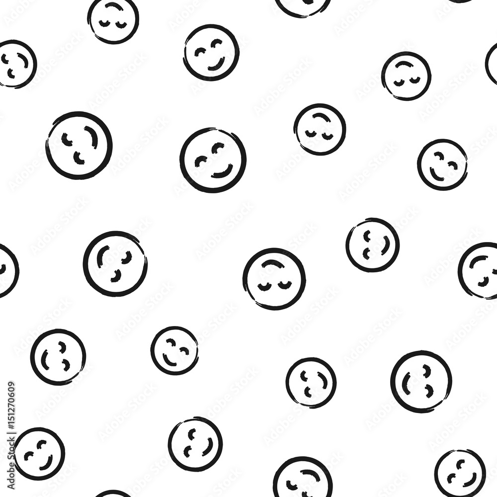 Round smileys painted with a brush. Seamless pattern. Round smileys painted with a brush. Seamless pattern.