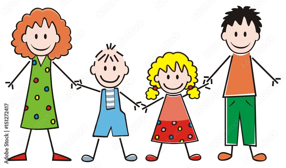 family, parents and boy and girl, vector icon