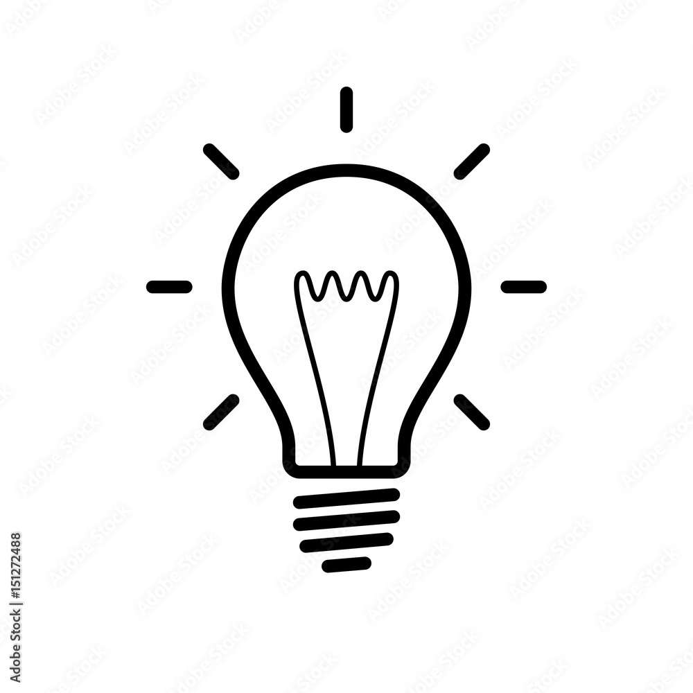 Vettoriale Stock Light bulb icon. Black, minimalist icon isolated on white  background. Light bulb simple silhouette. Web site page and mobile app  design vector element. | Adobe Stock