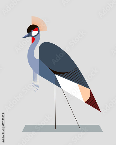 Image of a crowned crane in a geometric style