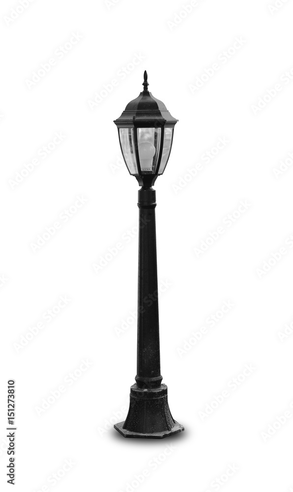 close up of lamppost isolated on white background (with clipping path)