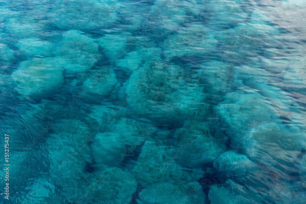 Beautiful clear sea water, in Greece, spring day