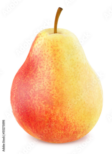 Ripe pear with stem isolated