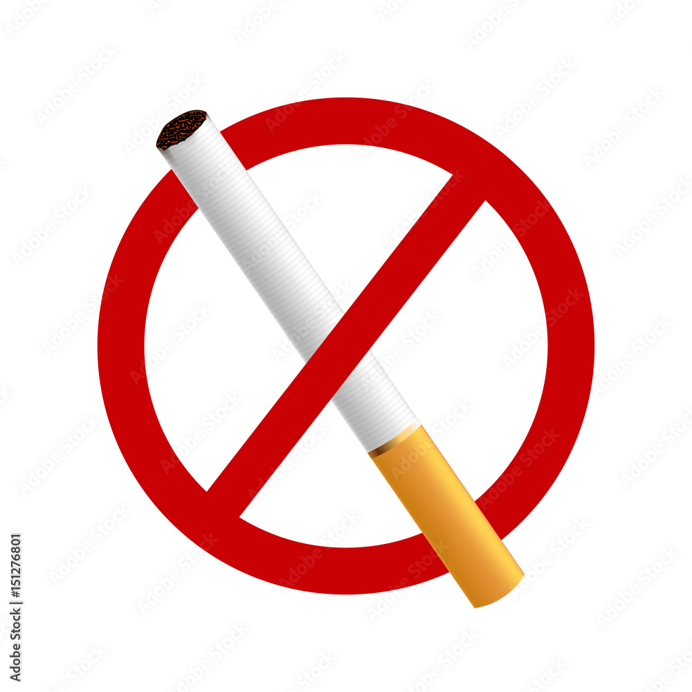 Stop smoking. A realistic cigarette on a white background in a red circle. Stop smoking. A realistic cigarette on a white background in a red circle.