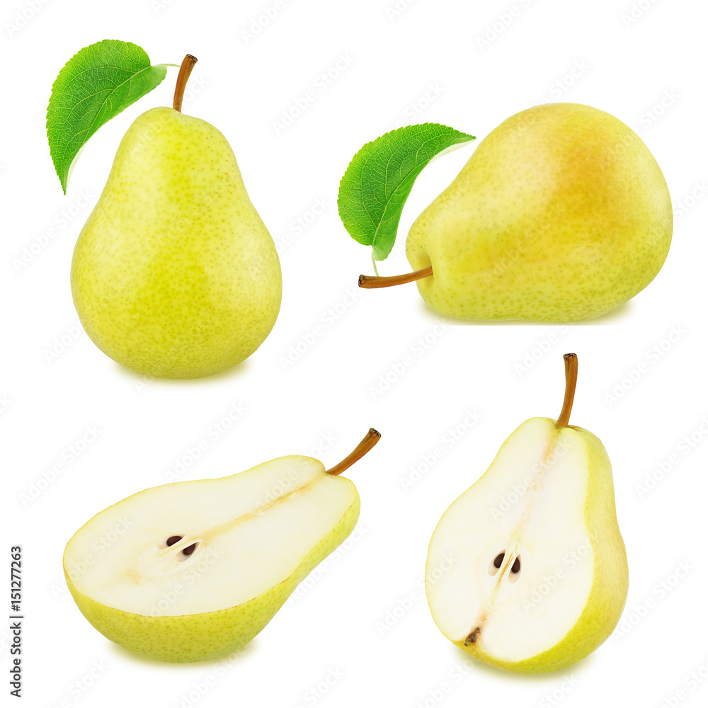 Set of yellow pear fruits Set of yellow pear fruits