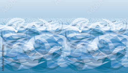 Ocean waves banner, vector illustration