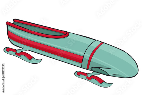 Bobsleigh .  Cartoon style. Clip art for children.