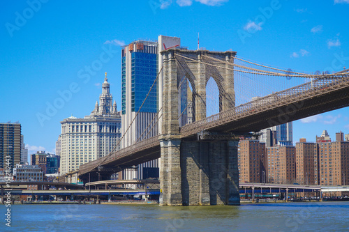 Brooklyn Bridge New York - a famous landmark- MANHATTAN / NEW YORK - APRIL 1, 2017
