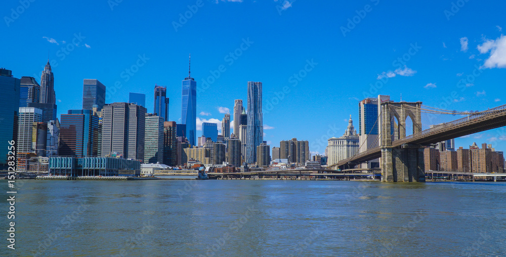 New York Manhattan Skyline - view from Brooklyn- MANHATTAN / NEW YORK - APRIL 1, 2017