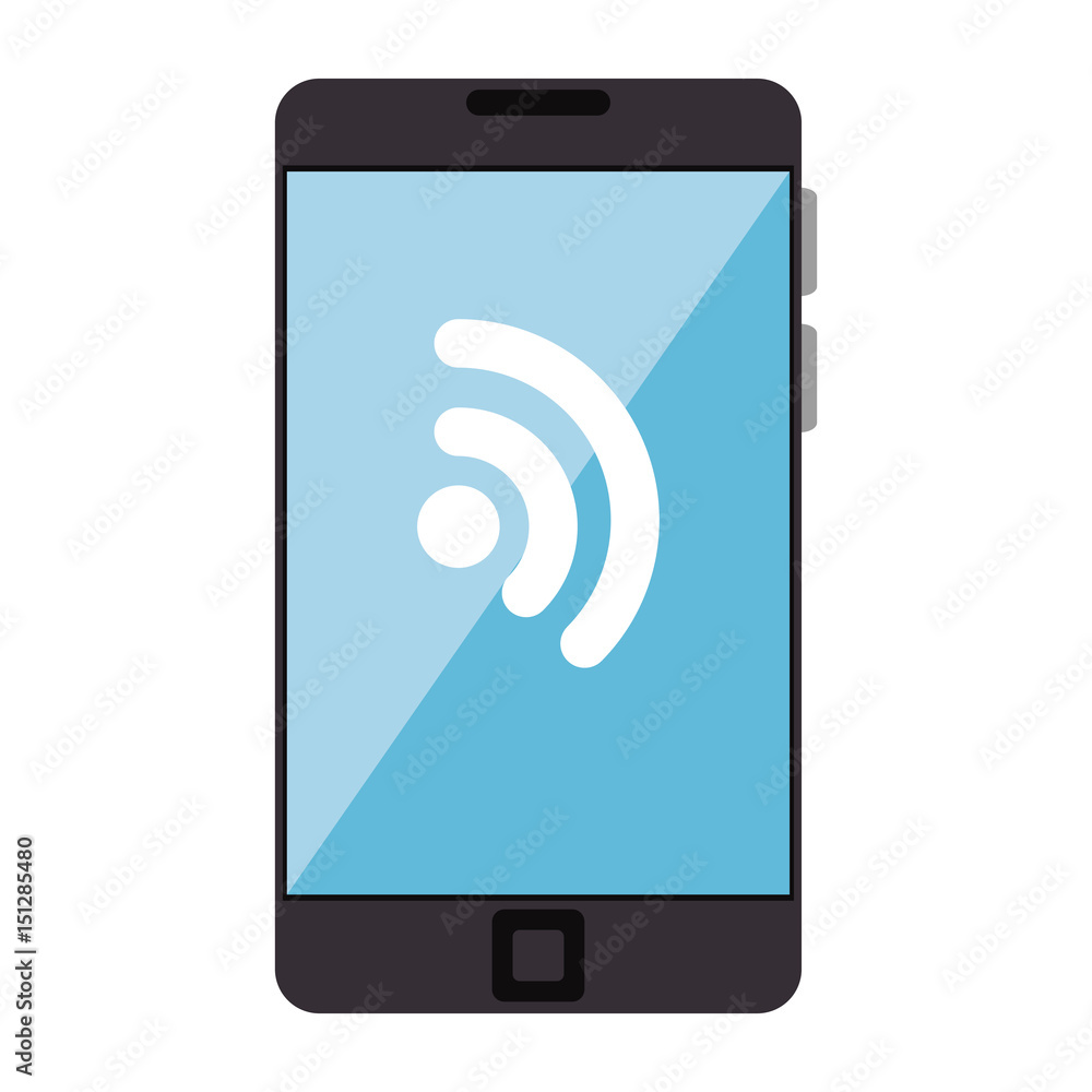 smartphone with wifi signal device isolated icon vector illustration design