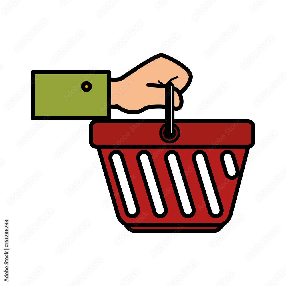 hand human with basket shopping isolated icon vector illustration design hand human with basket shopping isolated icon vector illustration design