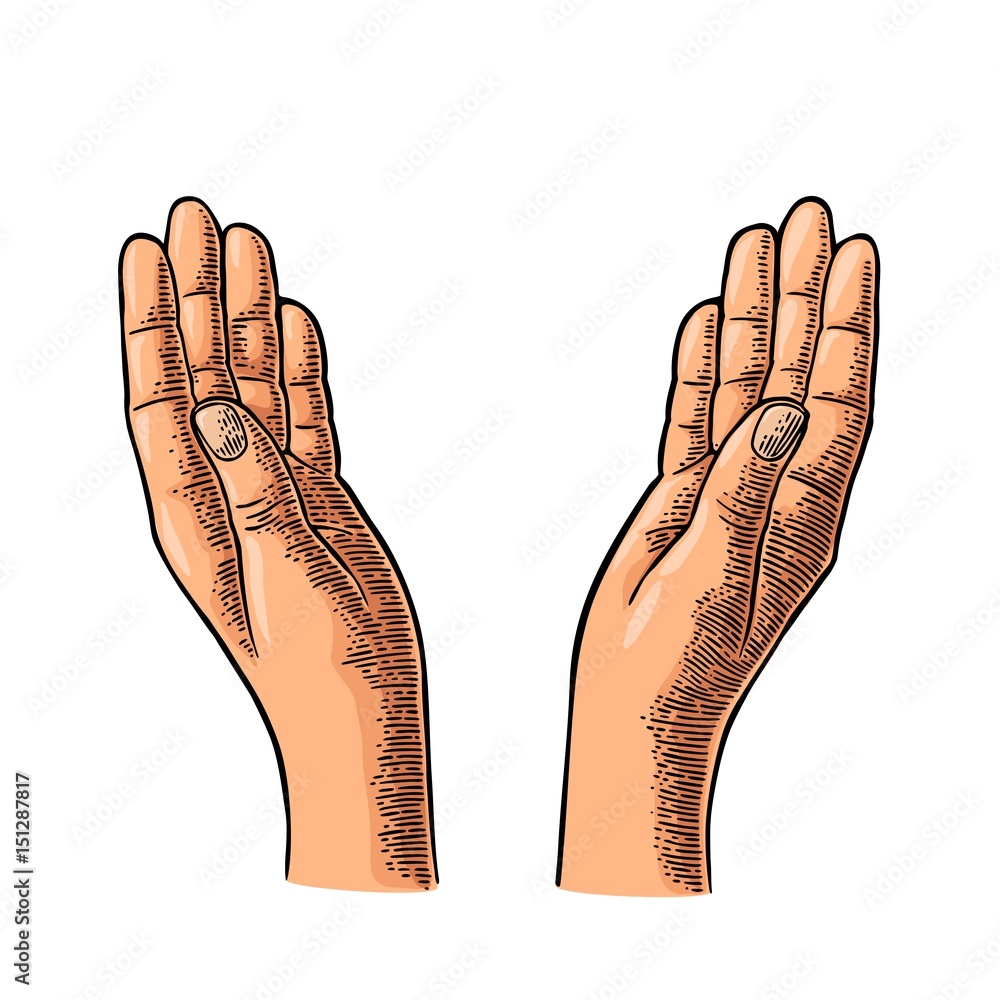 Two Praying Hands. Vector black vintage engraving Stock Vector | Adobe ...