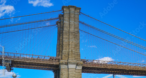 Brooklyn Bridge New York - a famous landmark- MANHATTAN / NEW YORK - APRIL 1, 2017
