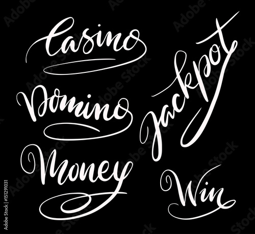 Casino and jackpot hand written typography. Good use for logotype, symbol, cover label, product, brand, poster title or any graphic design you want. Easy to use or change color